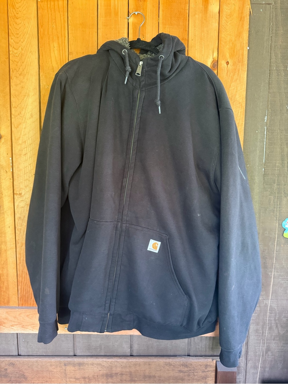 Carhartt Black Sherpa-Lined Hooded Zip Jacket